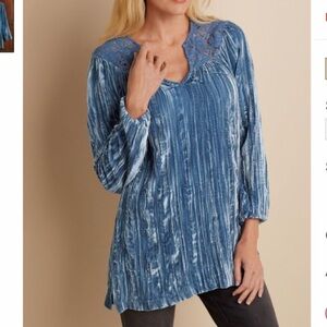 SOFT SURROUNDINGS HIGHLAND BLUE Corinne TUNIC